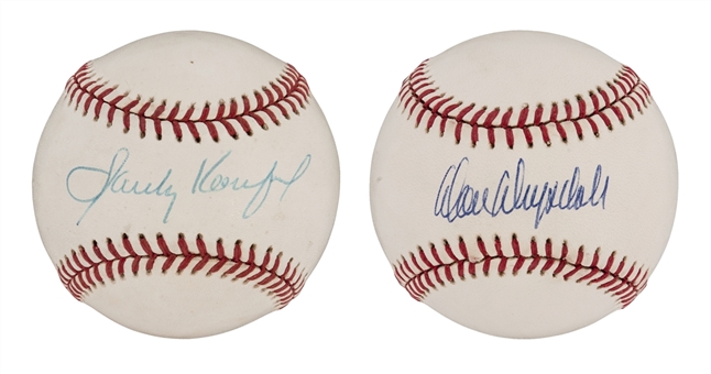 Sandy Koufax and Don Drysdale Signed Bill White National League Baseballs- Lot of 2 (JSA)